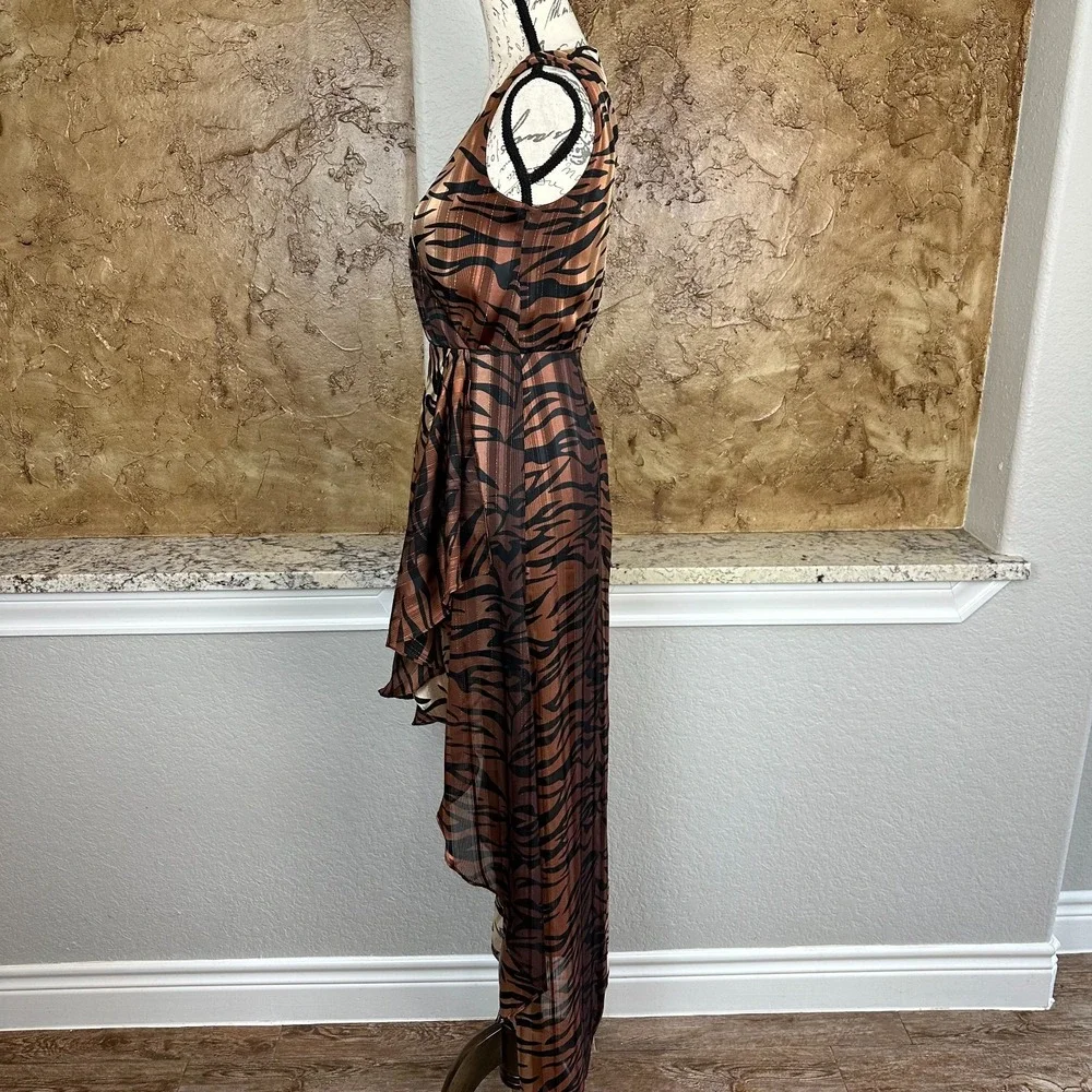 LPA Maxi Dress Womens XS Nikki Tiger Stripe Animal Print Asymmetric Flowy‎